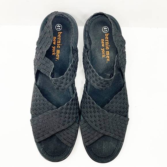 Bernie Mev Lihi Brighten Black Elastic Basketweave Wedge Sandals  - Size US 9.5 - Picture 3 of 9